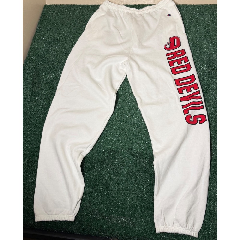 Champion Red Devils Graphic Sweatpants White Mens XL Fleece Joggers Pockets